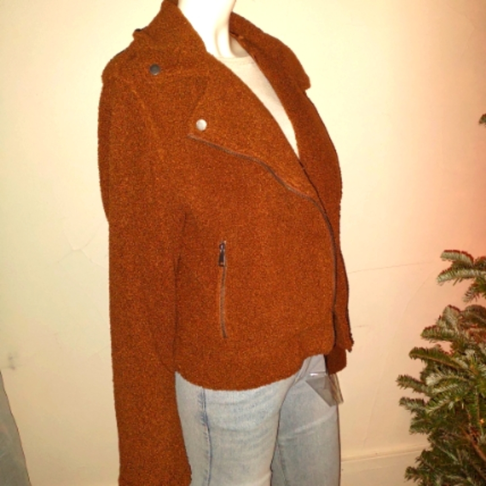 Burnt sienna wooly bomber NWT Large